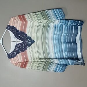 Alfred Dunner Lined Polyester Multi Colored Striped Blouse Size 8 NWT